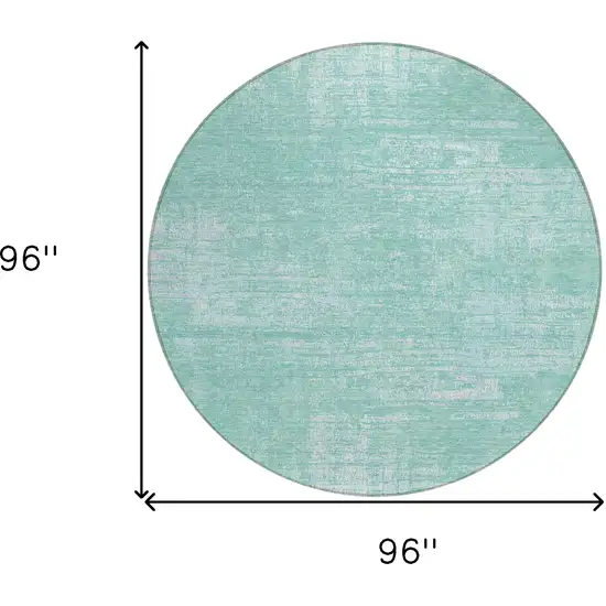 8' Turquoise And Teal Blue Round Abstract Washable Indoor Outdoor Area Rug Photo 3