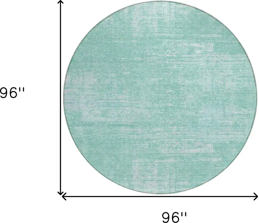 8' Turquoise And Teal Blue Round Abstract Washable Indoor Outdoor Area Rug Photo 3
