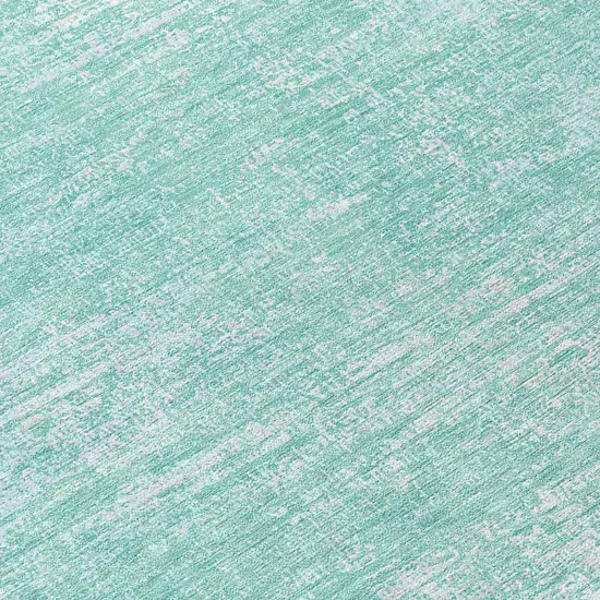 8' Turquoise And Teal Blue Round Abstract Washable Indoor Outdoor Area Rug Photo 8