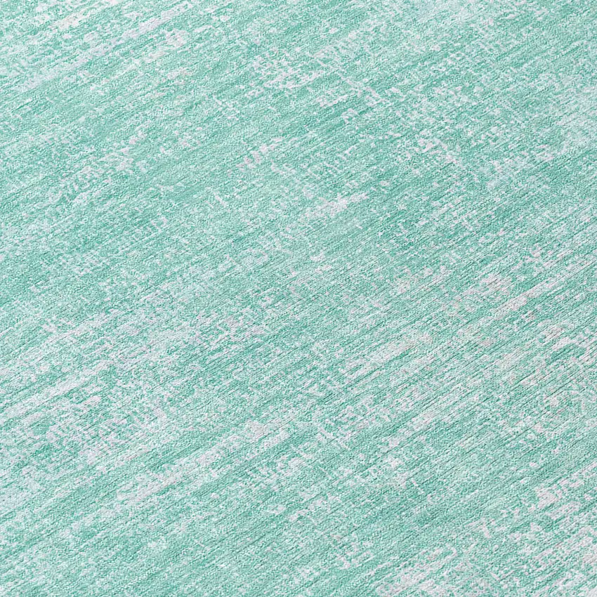 8' Turquoise And Teal Blue Round Abstract Washable Indoor Outdoor Area Rug Photo 8