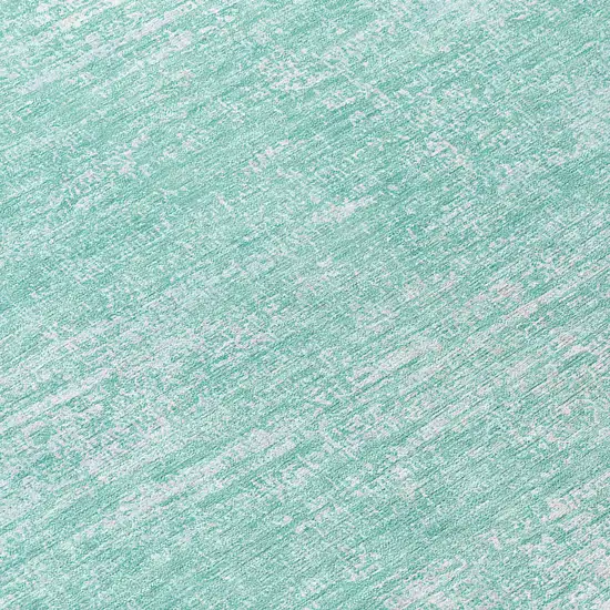 8' Turquoise And Teal Blue Round Abstract Washable Indoor Outdoor Area Rug Photo 8