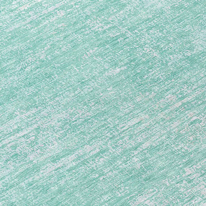 8' Turquoise And Teal Blue Round Abstract Washable Indoor Outdoor Area Rug Photo 8