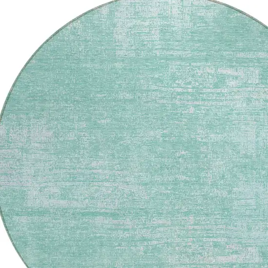8' Turquoise And Teal Blue Round Abstract Washable Indoor Outdoor Area Rug Photo 4