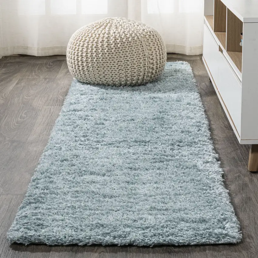 10' Turquoise Flatweave Runner Rug Photo 5