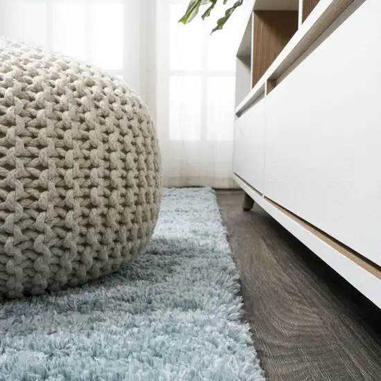 10' Turquoise Flatweave Runner Rug Photo 7