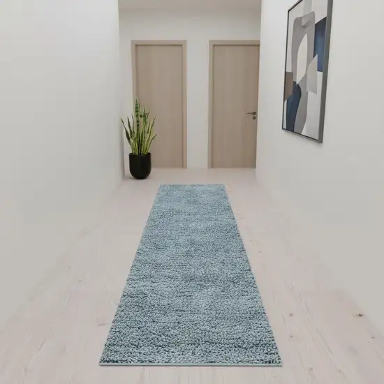 10' Turquoise Flatweave Runner Rug Photo 2