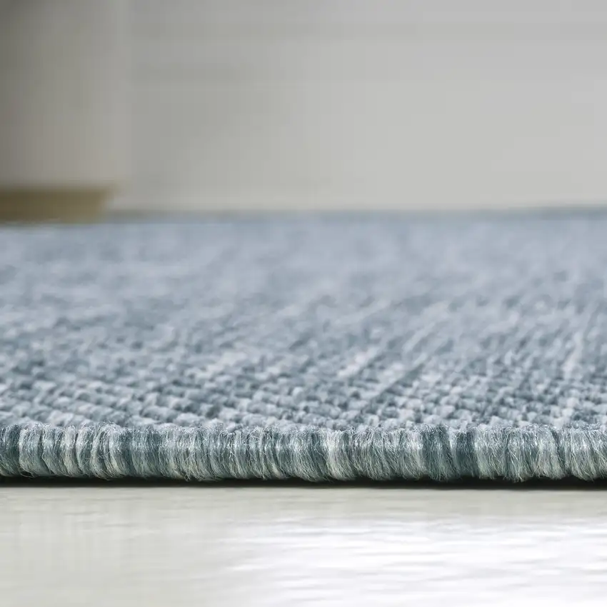 8' Turquoise Indoor Outdoor Runner Rug Photo 9