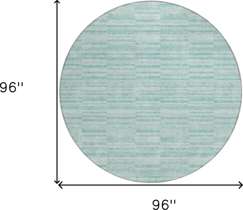 8' Turquoise Teal Blue And Gray Round Striped Washable Indoor Outdoor Area Rug Photo 3