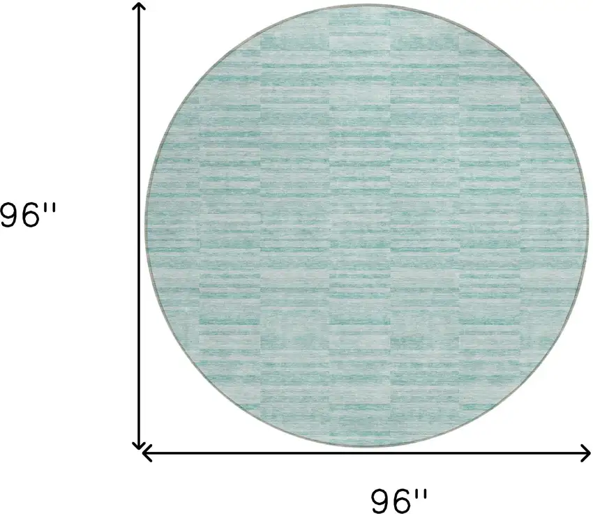 8' Turquoise Teal Blue And Gray Round Striped Washable Indoor Outdoor Area Rug Photo 3