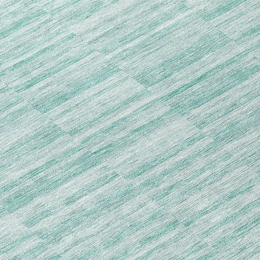 8' Turquoise Teal Blue And Gray Round Striped Washable Indoor Outdoor Area Rug Photo 8