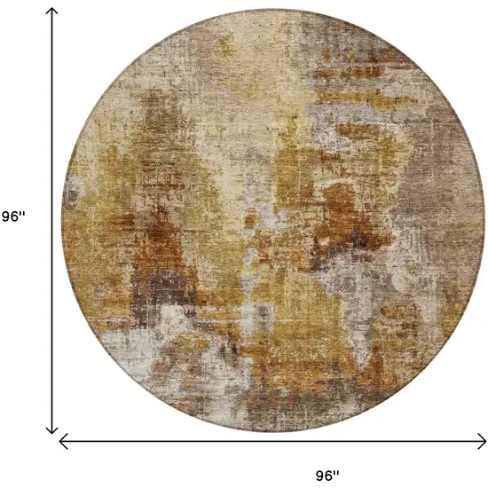 8' Walnut And Beige Round Abstract Washable Indoor Outdoor Area Rug Photo 3