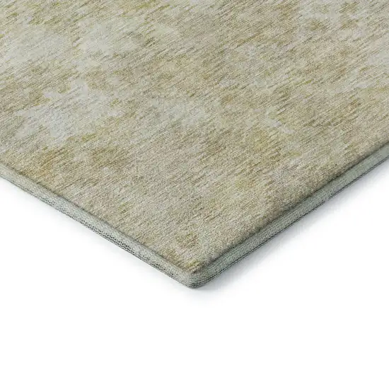 8' Wheat And Beige Abstract Geometric Washable Round Rug With UV Protection Photo 6