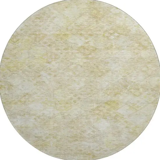 8' Wheat And Beige Abstract Geometric Washable Round Rug With UV Protection Photo 3
