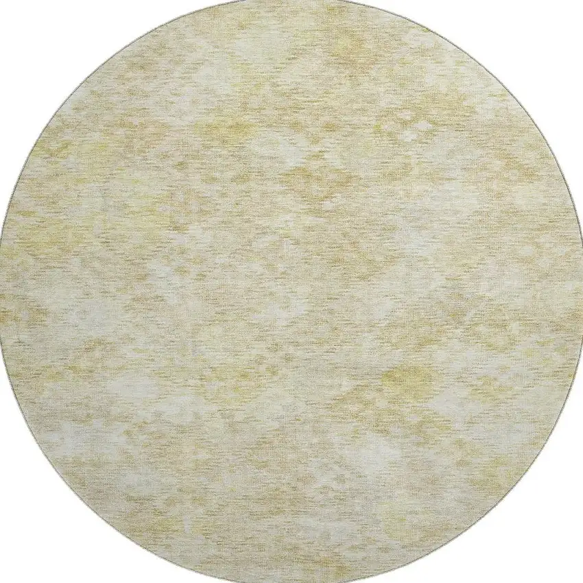 8' Wheat And Beige Abstract Geometric Washable Round Rug With UV Protection Photo 3