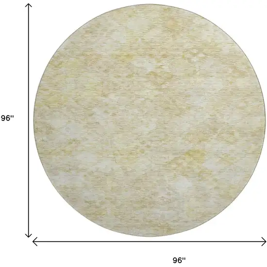 8' Wheat And Beige Abstract Geometric Washable Round Rug With UV Protection Photo 9