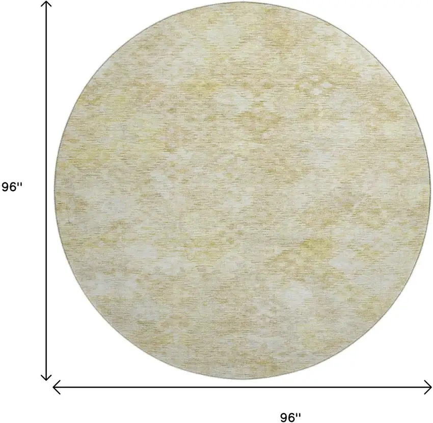 8' Wheat And Beige Abstract Geometric Washable Round Rug With UV Protection Photo 9