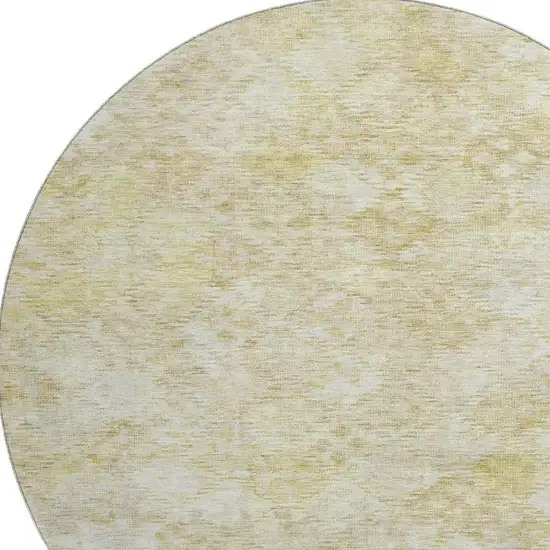 8' Wheat And Beige Abstract Geometric Washable Round Rug With UV Protection Photo 2