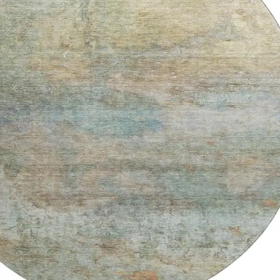 8' Wheat And Beige Abstract Washable Round Rug With UV Protection Photo 3