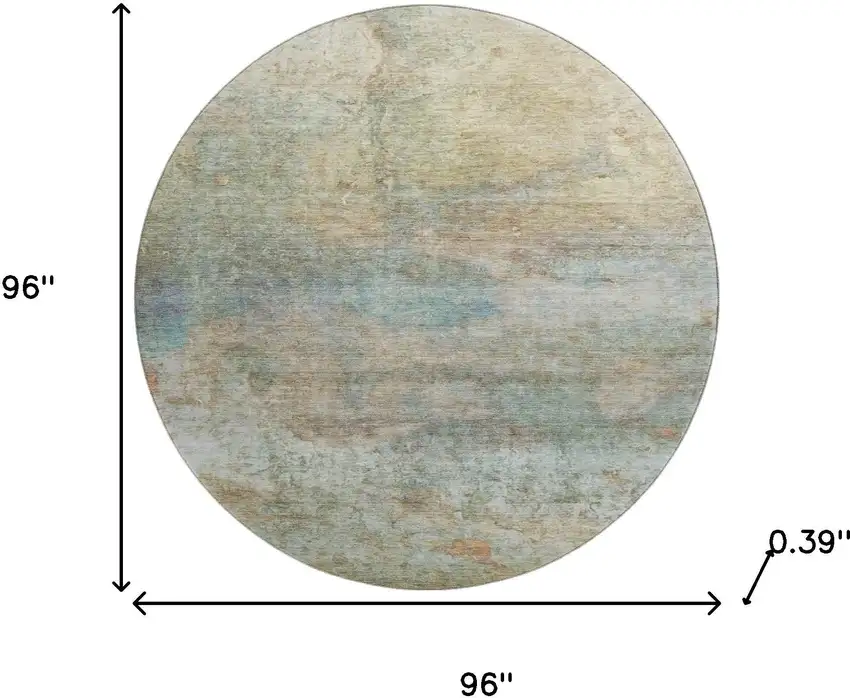 8' Wheat And Beige Abstract Washable Round Rug With UV Protection Photo 8