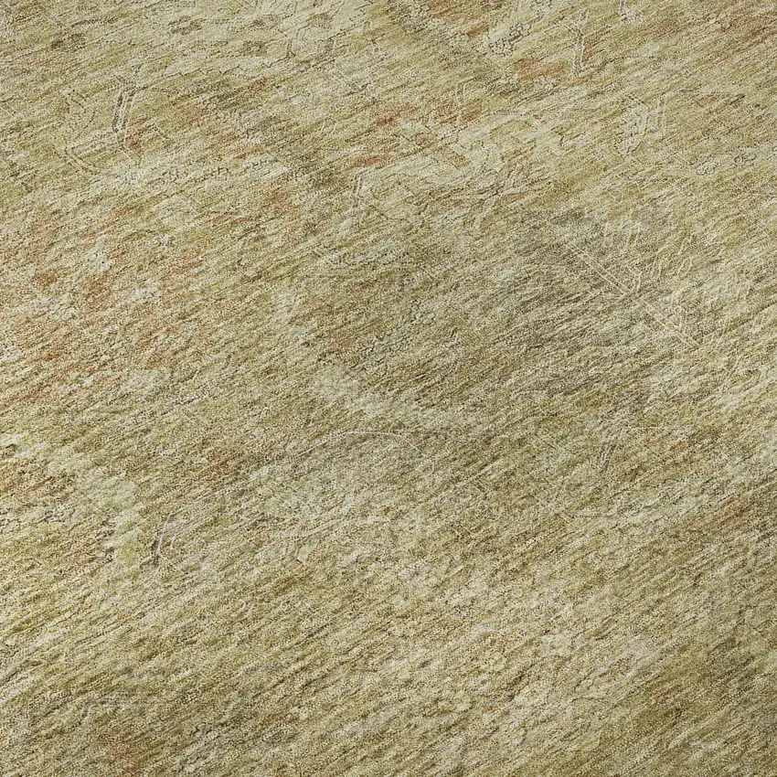 8' Wheat And Beige Damask Washable Round Rug With UV Protection Photo 8