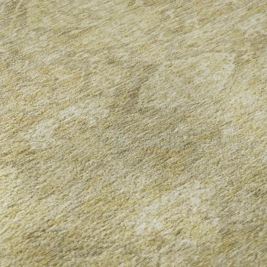 8' Wheat And Beige Damask Washable Round Rug With UV Protection Photo 8