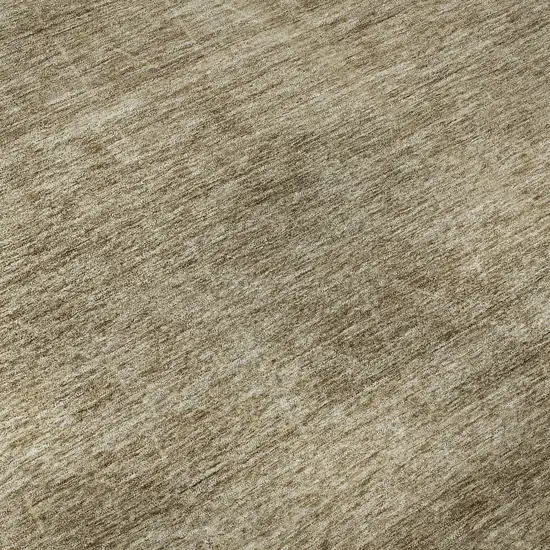 8' Wheat And Beige Geometric Washable Round Rug With UV Protection Photo 7