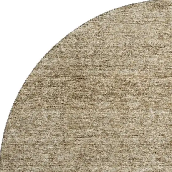 8' Wheat And Beige Geometric Washable Round Rug With UV Protection Photo 2