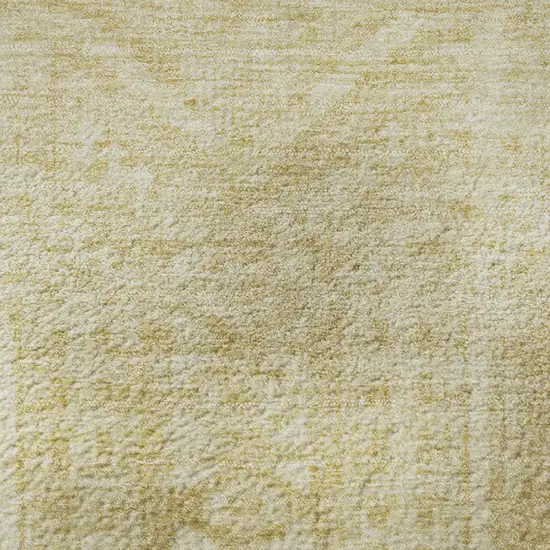 8' Wheat And Beige Geometric Washable Round Rug With UV Protection Photo 9