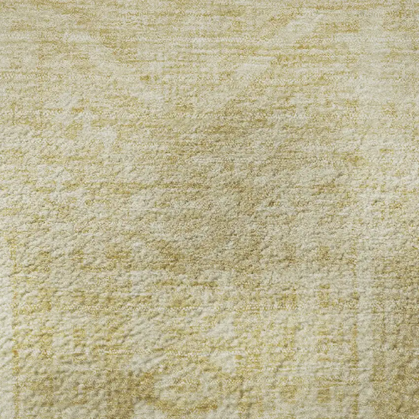 8' Wheat And Beige Geometric Washable Round Rug With UV Protection Photo 9