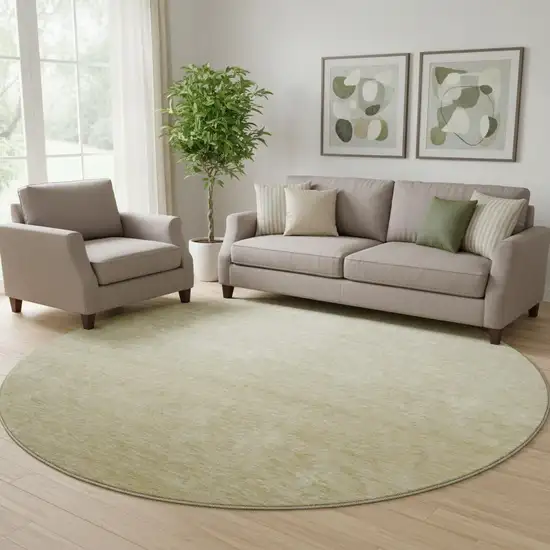 8' Wheat And Beige Ombre Washable Round Rug With UV Protection Photo 1