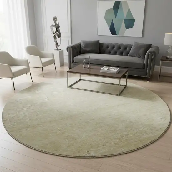 8' Wheat And Beige Ombre Washable Round Rug With UV Protection Photo 2