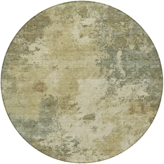 8' Wheat And Beige Round Abstract Washable Indoor Outdoor Area Rug Photo 2