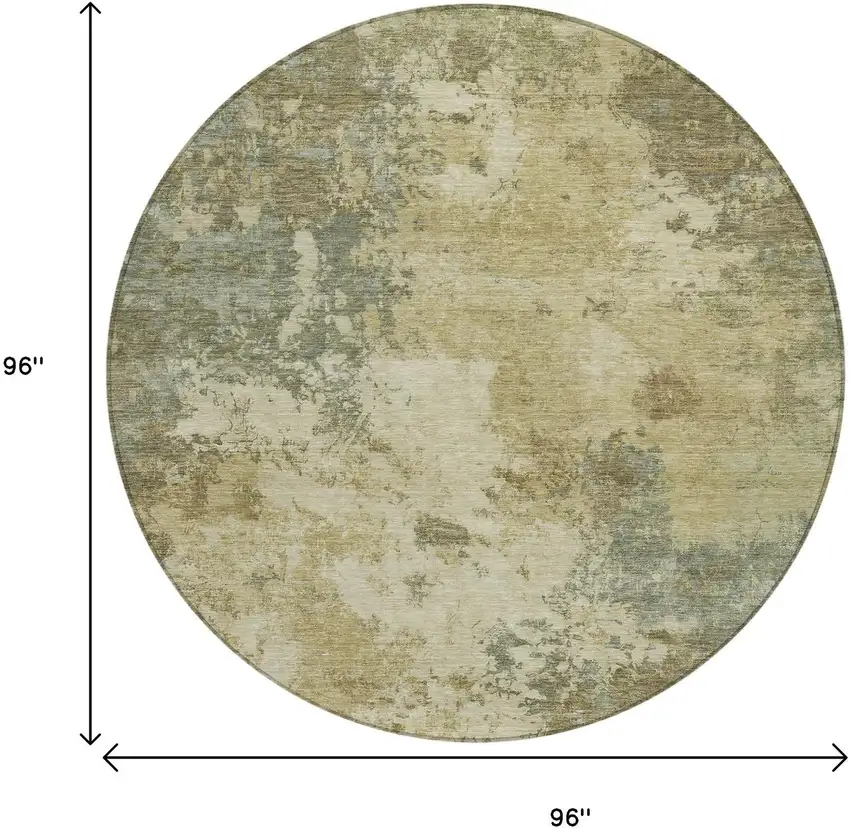 8' Wheat And Beige Round Abstract Washable Indoor Outdoor Area Rug Photo 9