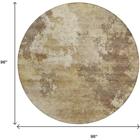 8' Wheat And Beige Round Abstract Washable Indoor Outdoor Area Rug Photo 9