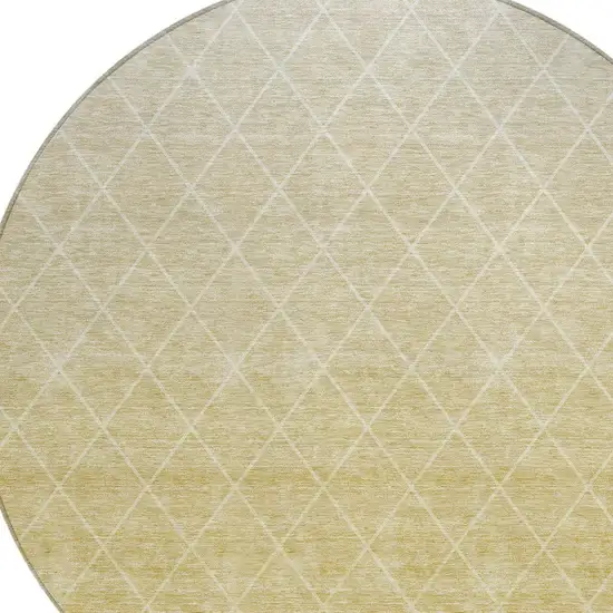 8' Wheat And Beige Round Geometric Washable Indoor Outdoor Area Rug Photo 4
