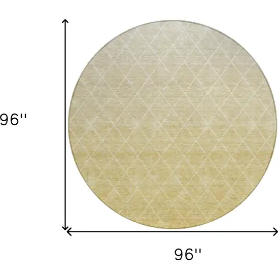 8' Wheat And Beige Round Geometric Washable Indoor Outdoor Area Rug Photo 3