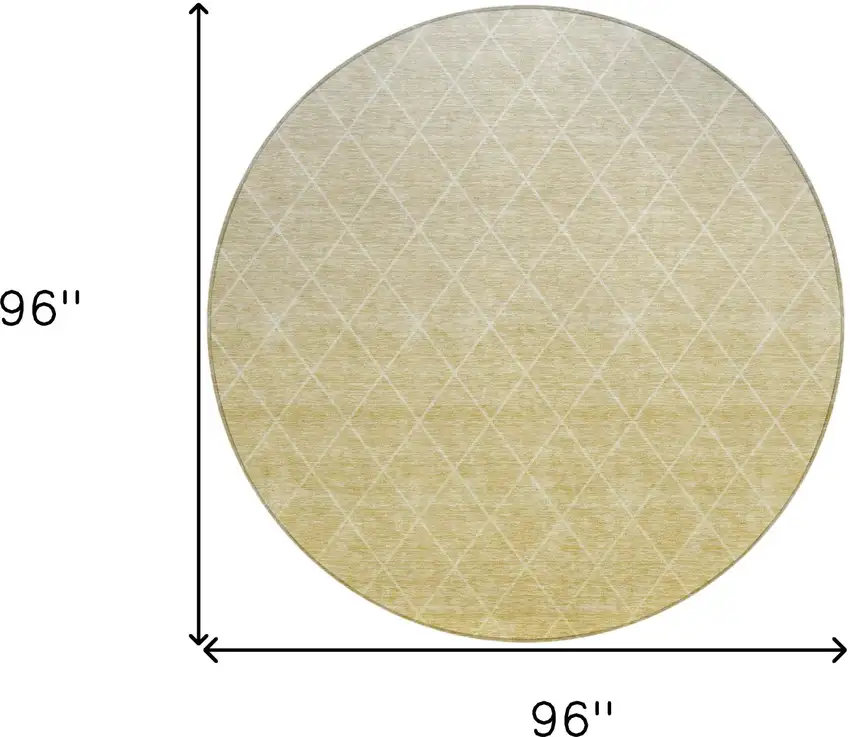 8' Wheat And Beige Round Geometric Washable Indoor Outdoor Area Rug Photo 3
