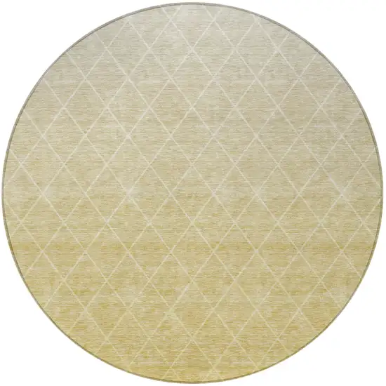 8' Wheat And Beige Round Geometric Washable Indoor Outdoor Area Rug Photo 5