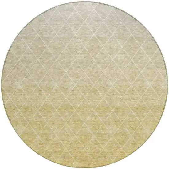 8' Wheat And Beige Round Geometric Washable Indoor Outdoor Area Rug Photo 2