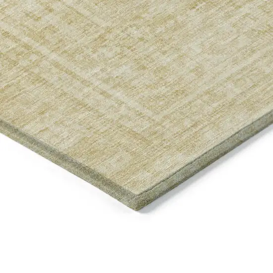 8' Wheat And Beige Round Geometric Washable Indoor Outdoor Area Rug Photo 8