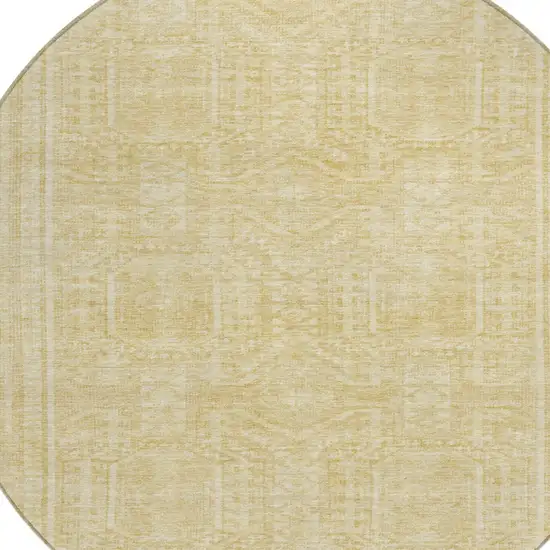 8' Wheat And Beige Round Geometric Washable Indoor Outdoor Area Rug Photo 9