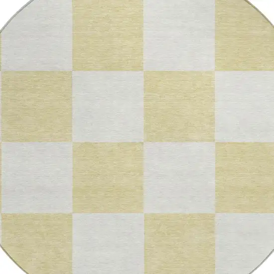 8' Wheat And Beige Round Geometric Washable Indoor Outdoor Area Rug Photo 6