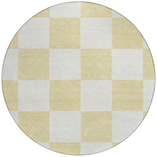 8' Wheat And Beige Round Geometric Washable Indoor Outdoor Area Rug Photo 4