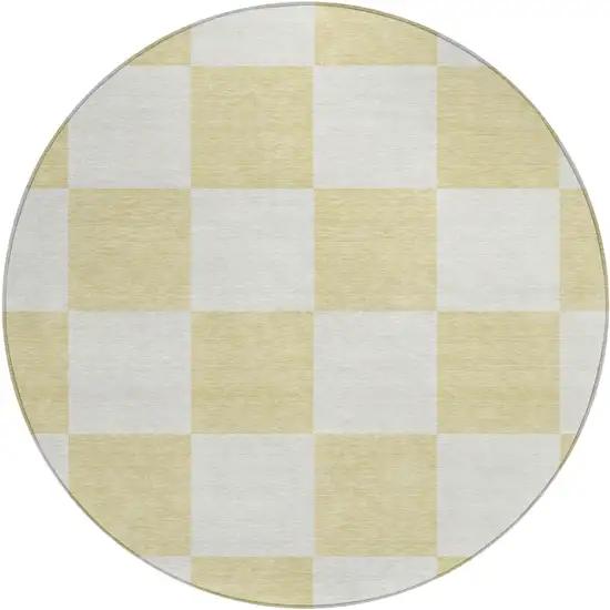 8' Wheat And Beige Round Geometric Washable Indoor Outdoor Area Rug Photo 2