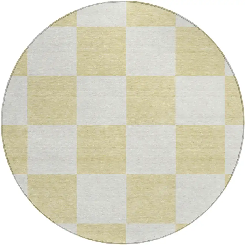 8' Wheat And Beige Round Geometric Washable Indoor Outdoor Area Rug Photo 2