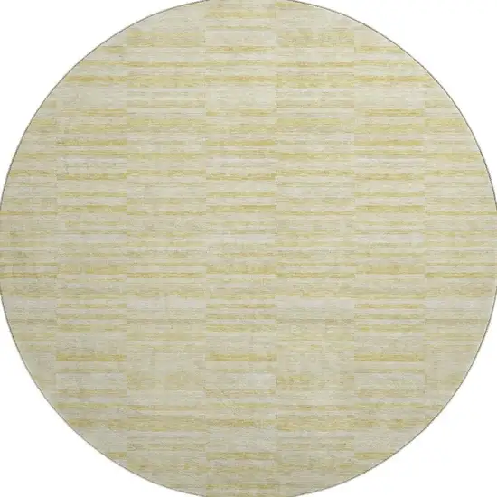 8' Wheat And Beige Striped Washable Round Rug With UV Protection Photo 3