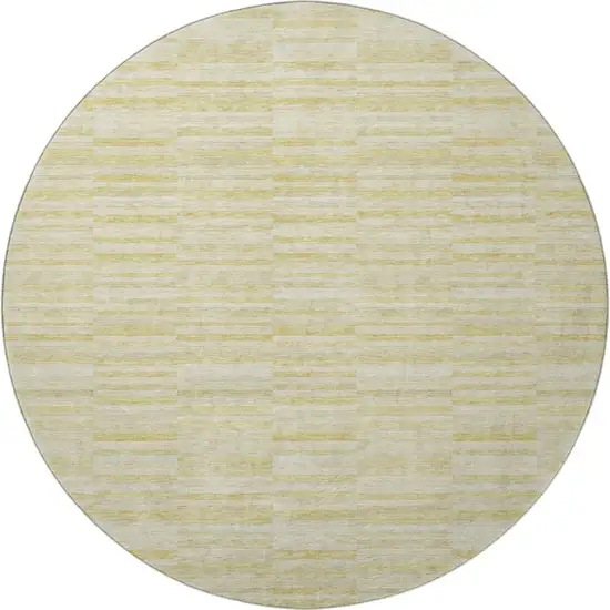 8' Wheat And Beige Striped Washable Round Rug With UV Protection Photo 4