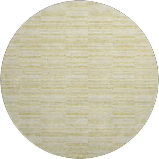 8' Wheat And Beige Striped Washable Round Rug With UV Protection Photo 1