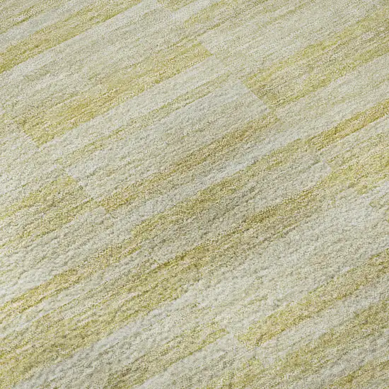 8' Wheat And Beige Striped Washable Round Rug With UV Protection Photo 9