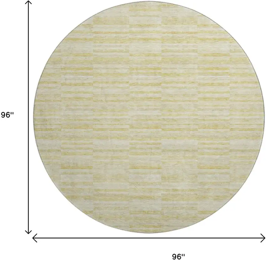8' Wheat And Beige Striped Washable Round Rug With UV Protection Photo 3